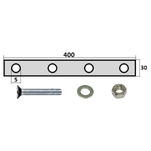 Планка крепления брызговиков 400мм (планка+болты+гайки)
