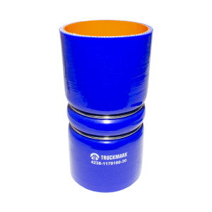 Патрубок интеркулера (силикон) синий (Ф76х165, 2 кольца) (TRUCKMARK)