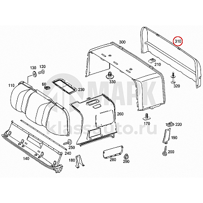Обшивка крыши задняя часть (ВЫСОКАЯ крыша) а/м КАМАЗ 5490/ MB Axor (Mercedes Benz)