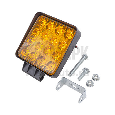 Фонарь стробоскоп/постоянно оранжевый (16 диодов, 2 режима, квадратная, 3 провода, 12-24В) (КЭП)