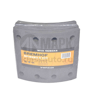 Накладки тормозные 19283/284 (STD) (SAF 420х178) без клёпок (BREMHOF) 