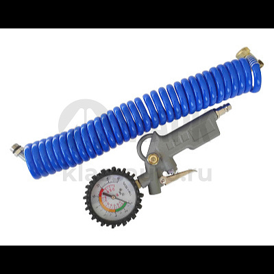 Манометр шинный с пистолетом и шлангом спиральным (7,5м) (TRUCKMARK) 5320-3901259 (30шт в кор)