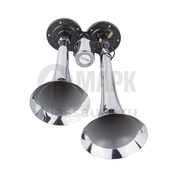 Сигнал двухрожковый 2 х KR 12/24V (хром)