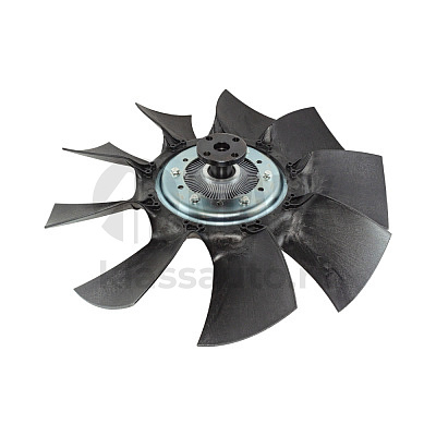 Крыльчатка вентилятора d-560 мм 9 лоп. в сборе с муфтой, а/м КАМАЗ Компас 12, JAC N120 (TRUCKMARK)