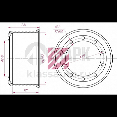 Барабан тормозной BPW (под шпильку) (420x184(180) 0310967820 (Marshall)
