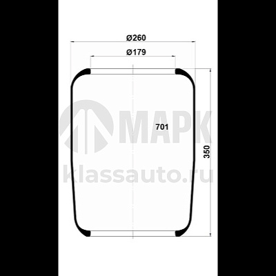 Пневморессора 701N (чулок) а/м КАМАЗ-5460, НЕФАЗ, МАЗ (350х256х179) (AIRTECH)