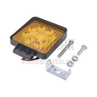 Фонарь стробоскоп/постоянно оранжевый (9 диодов, 2 режима, квадратная, 3 провода, 12-24В) (КЭП)