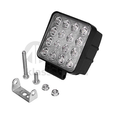 Фара противотуманная OFF-Road (Квадратная,16 диодов, рассеиваемый свет) 12/24V 48W (110х65х125) 