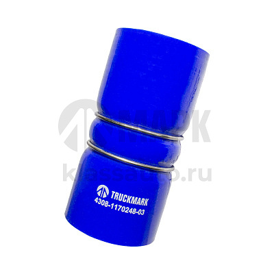 Патрубок интеркулера (силикон) синий (Ф63,5x140, 2 кольца) (TRUCKMARK)