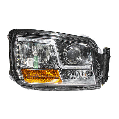 Фара правая на самосвал Shacman X3000, с ДХО и электрокорректором