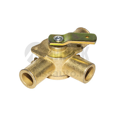 Кран отопителя Т-образный (на 3 выхода, бронза) а/м МАЗ