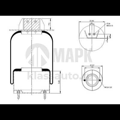 Рессора пневматической подвески а/м 5490 (высокая/с кронштейном) 651-2934002-48 (BERGKAU)