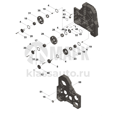 Промежуточная шестерня №31 с втулкой картера распред шестерен M QSM ISM11