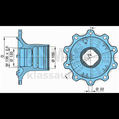 Ступица колеса BPW ECO Plus (для диск.тормоз. ET=120)  (TrailerParts)