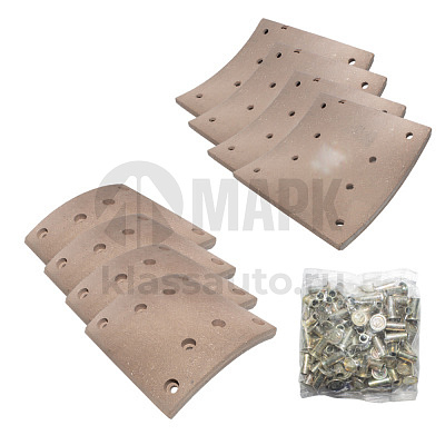 Ремкомплект тормозных колодок задний (на ось с заклепками 220мм) Shaanxi Hande Axle Co. 