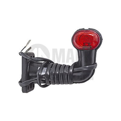 Фонарь габаритный правый красно-белый 90 градус 24В (рог L=90мм) (Руденск)