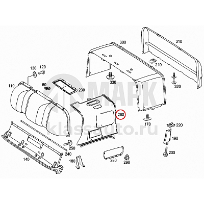 Панель крыши (обшивка потолка, левая, высокая крыша) а/м КамАЗ 5490/ Axor (Mercedes Benz)