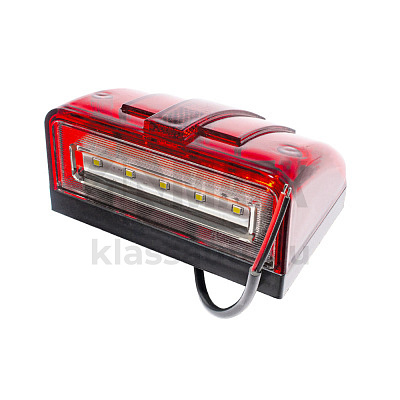 Фонарь освещения номерного знака с дополнительным габаритом красный 10-30В, размер 110х80х55мм