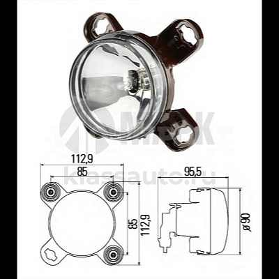 Модуль дальнего света D=90mm (с габаритной лампой) Урал-6370/НЕФАЗ (FF, T4W ,H1) 24V (HELLA)