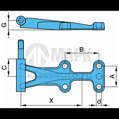 Площадка рессоры 0514522820 правая с кронштейном амортизатора BPW (92x150) 401.214 (TrailerParts)