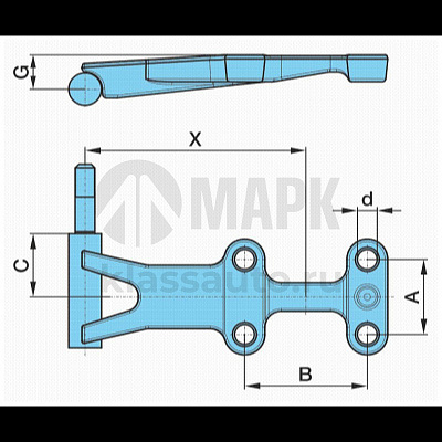 Площадка рессоры 0514522830 левая с кронштейном амортизатора BPW (92x150) 401.213 (Bigoal)