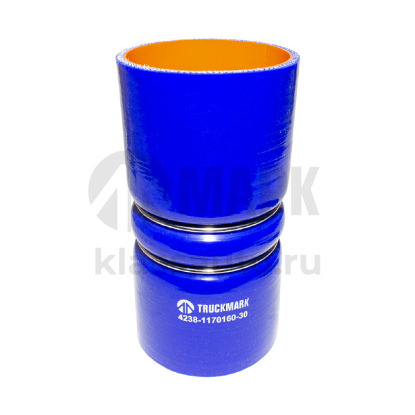 Патрубок интеркулера (силикон) синий (Ф76х165, 2 кольца) (TRUCKMARK)