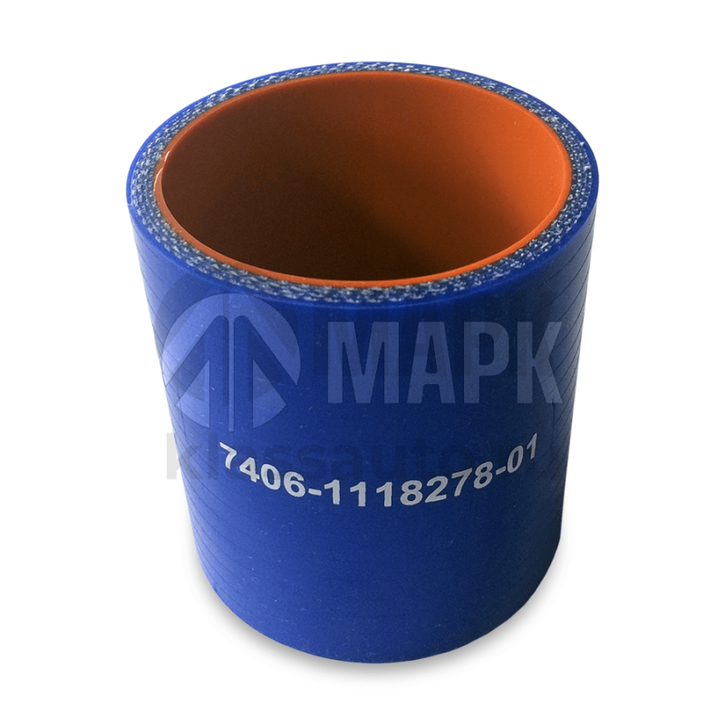 Патрубок ТКР ЕВРО (силикон) синий усиленный Ф56x69