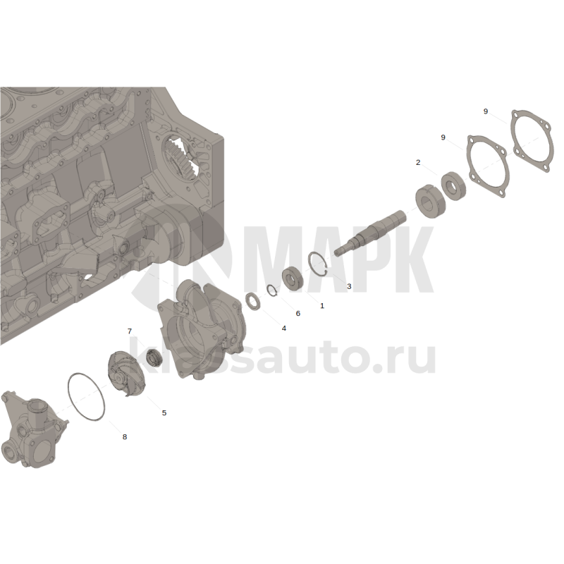 Ремкомплект насоса водяного QSM ISM с прокладками